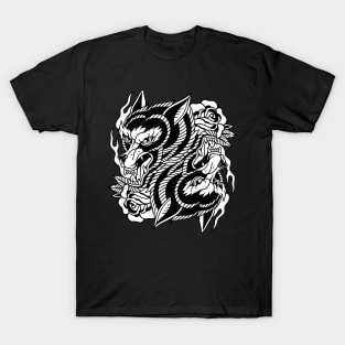 Wolf Traditional Vintage Tattoo T-Shirt